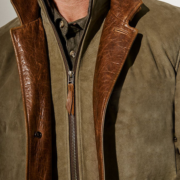 Men's Vintage Carlsbad Calfskin Leather Blazer With Merino Shearling Collar