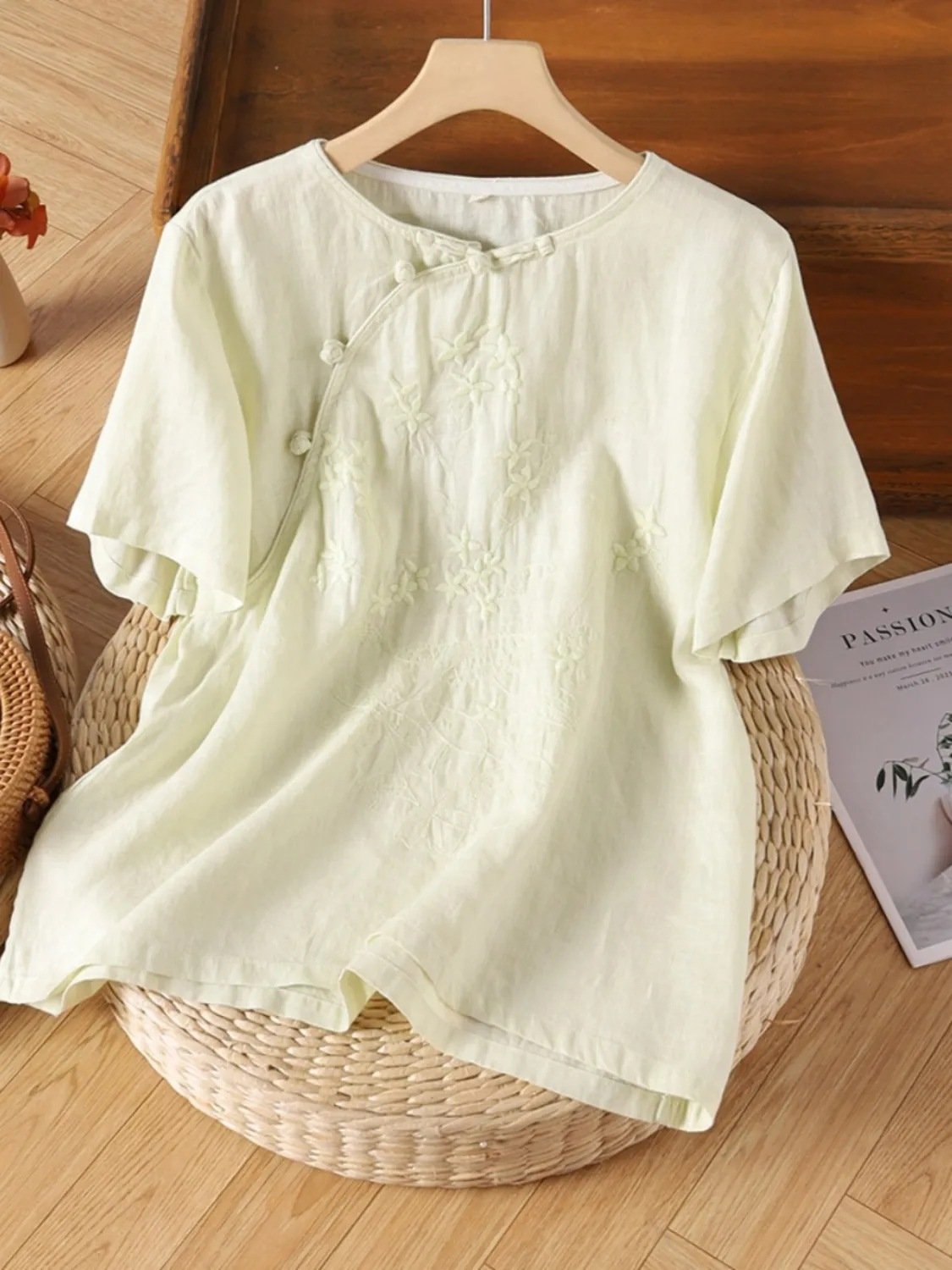 Women Embroidered Cotton Linen Tops- Fast Shipping