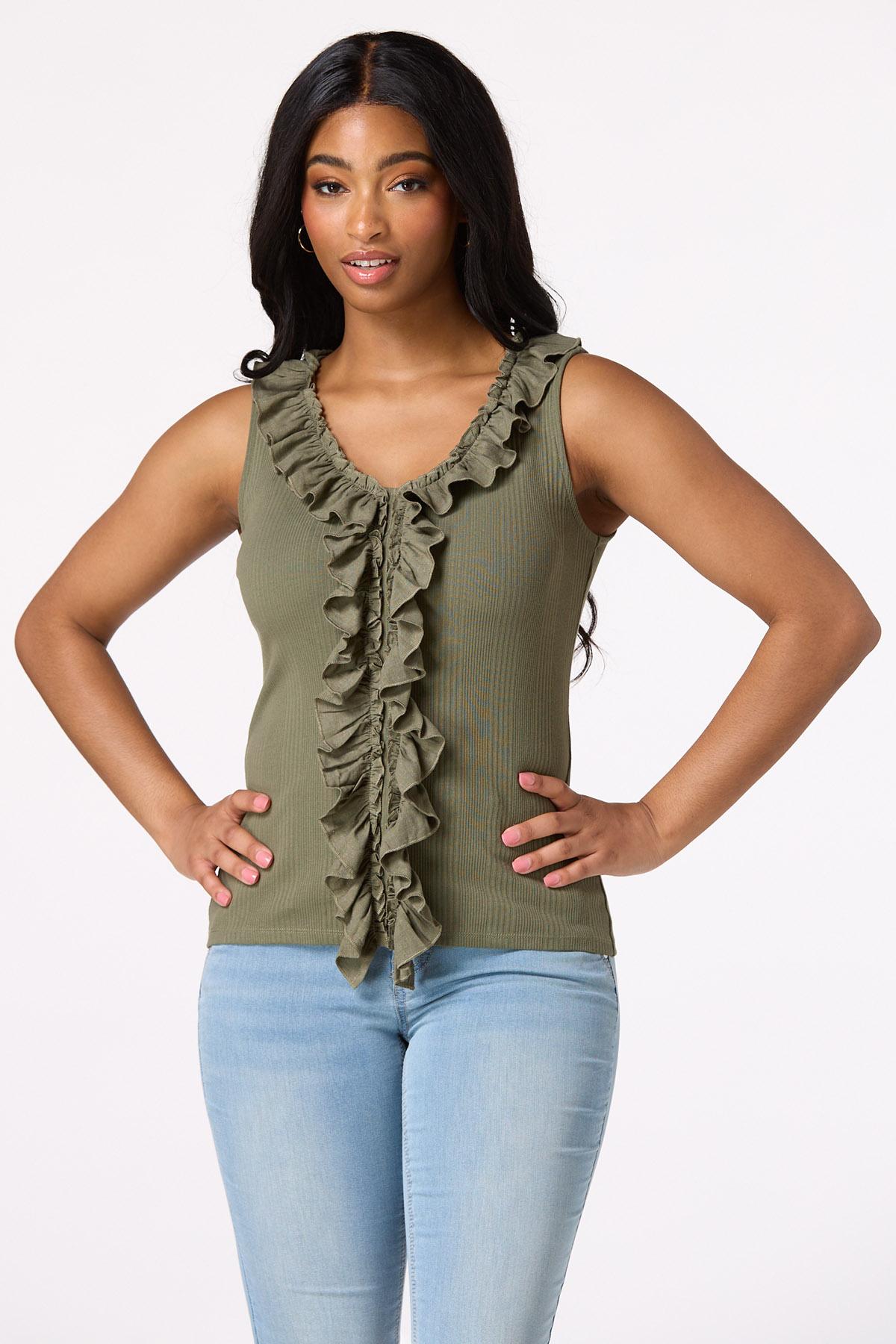 Green Ruffled Tank