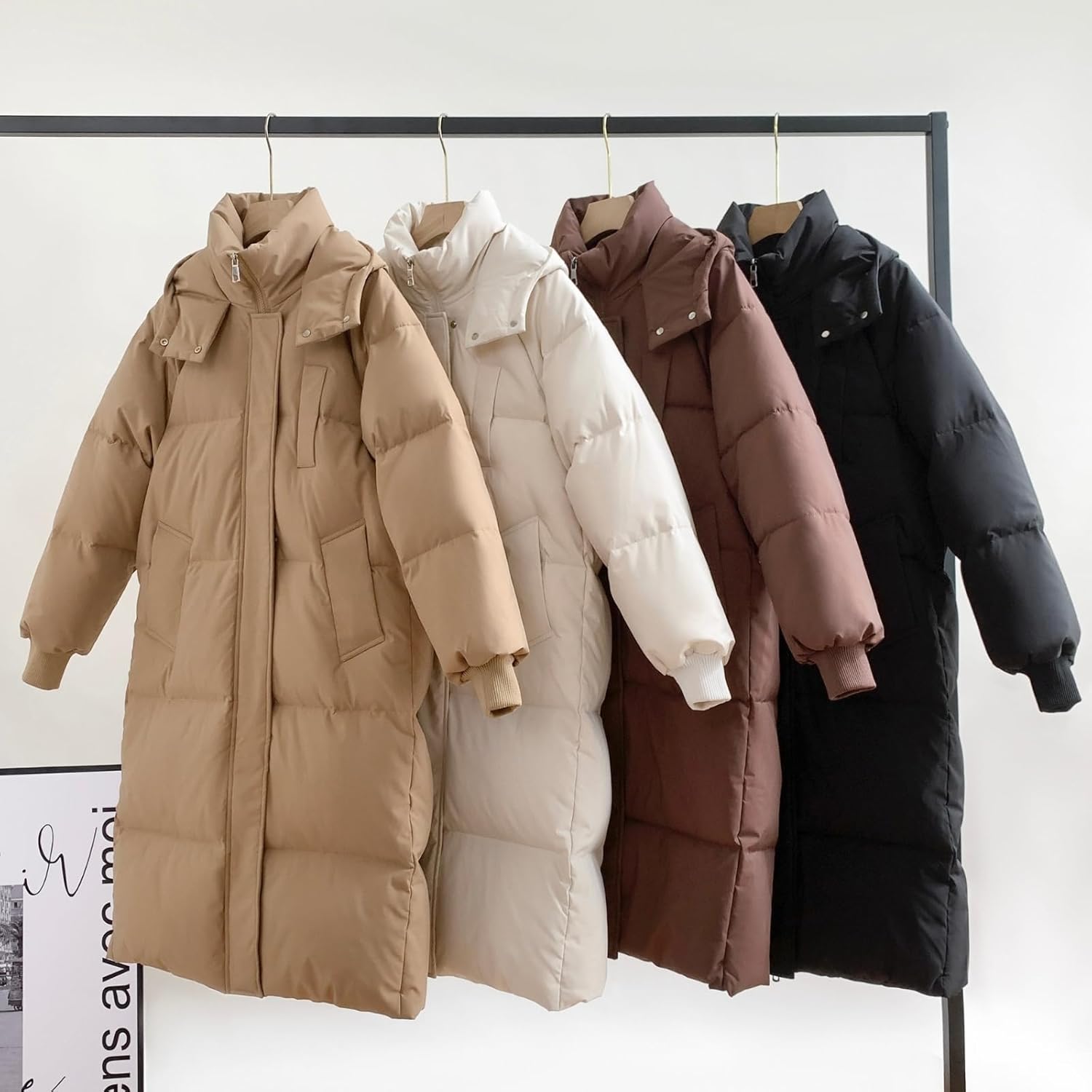 Long Puffer Jacket for Women,2024 Thickened Winter Coat Hooded with Deep Pockets, Ladies Warm Winter Jacket