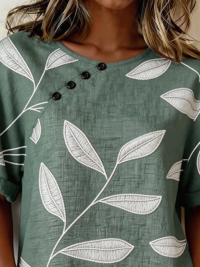 Women's Casual Round Neck Printed Short-Sleeve Top- Fast Shipping