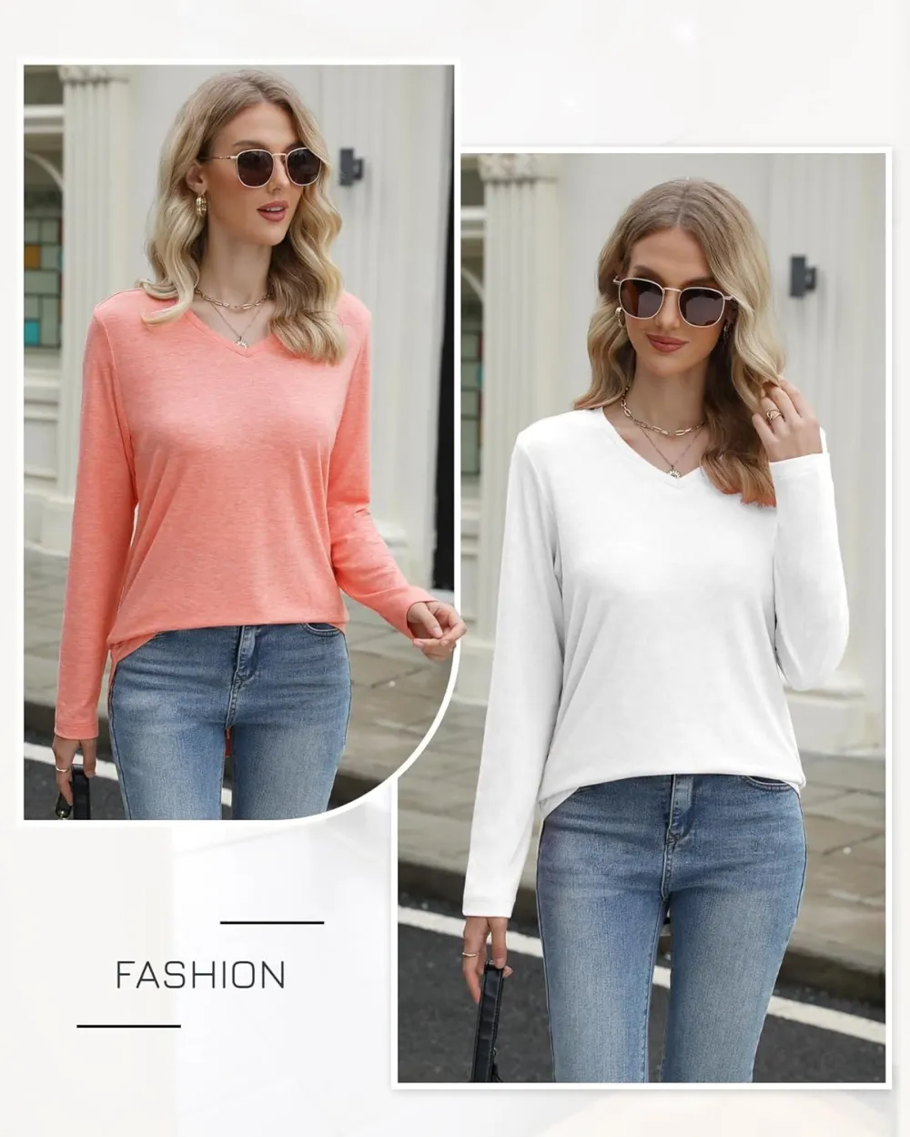 Women's V-Neck Long Sleeve Shirts – Soft