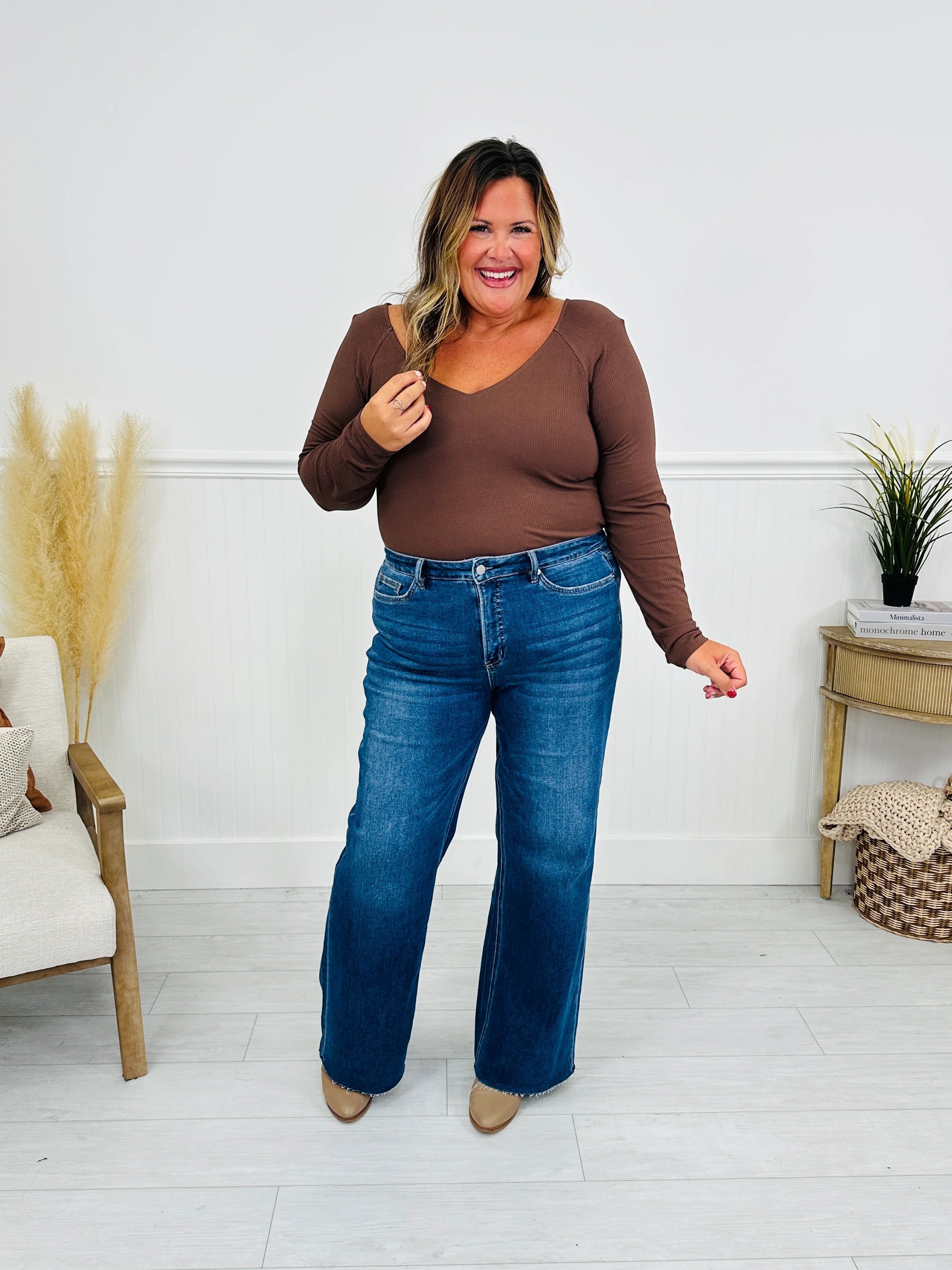 All Eyes On You Wide Leg Tummy Control Jeans