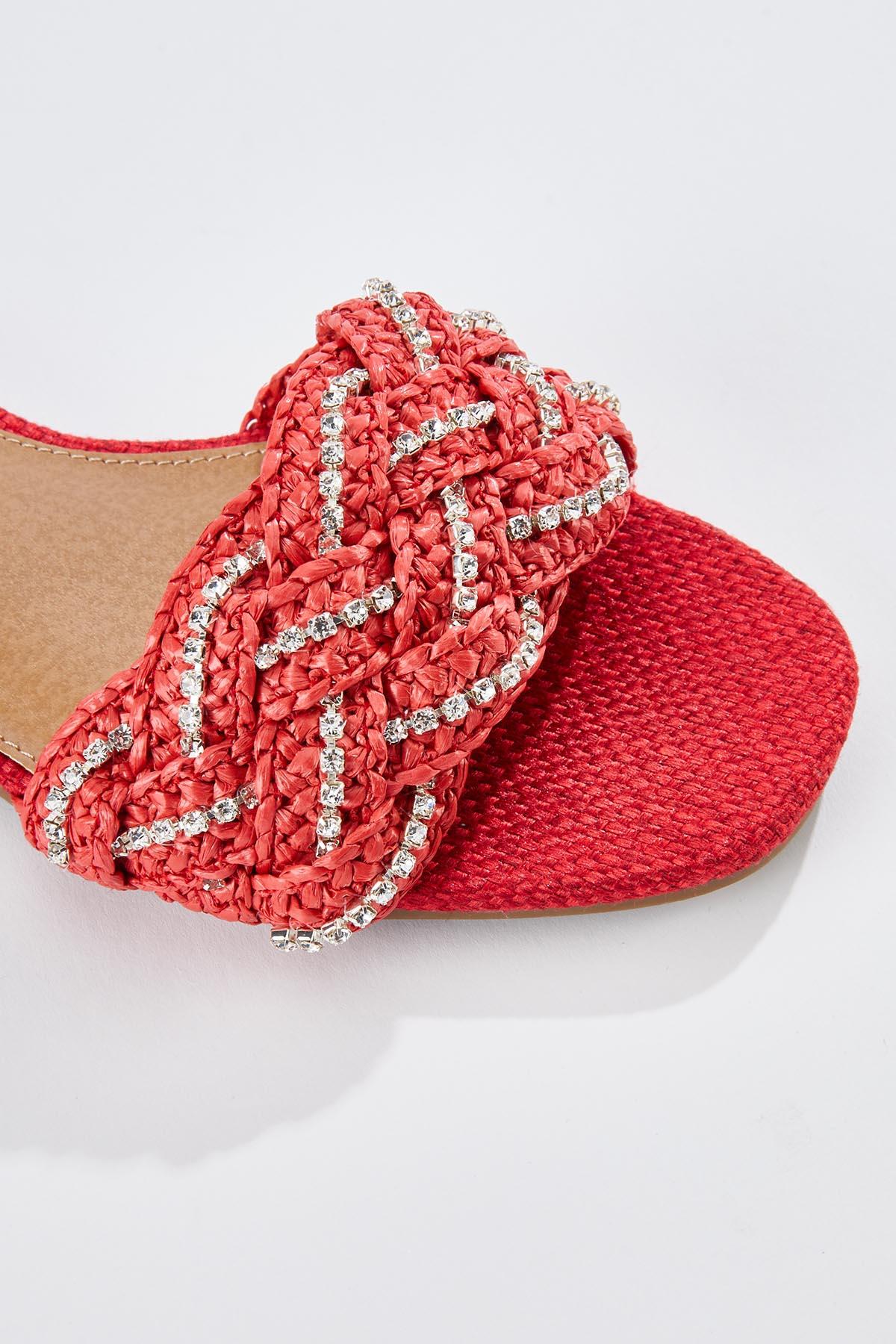 Raffia Bling Braid Band Sandals