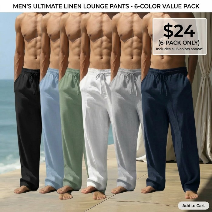 Men’s Lightweight Casual Drawstring Straight-Leg Pants