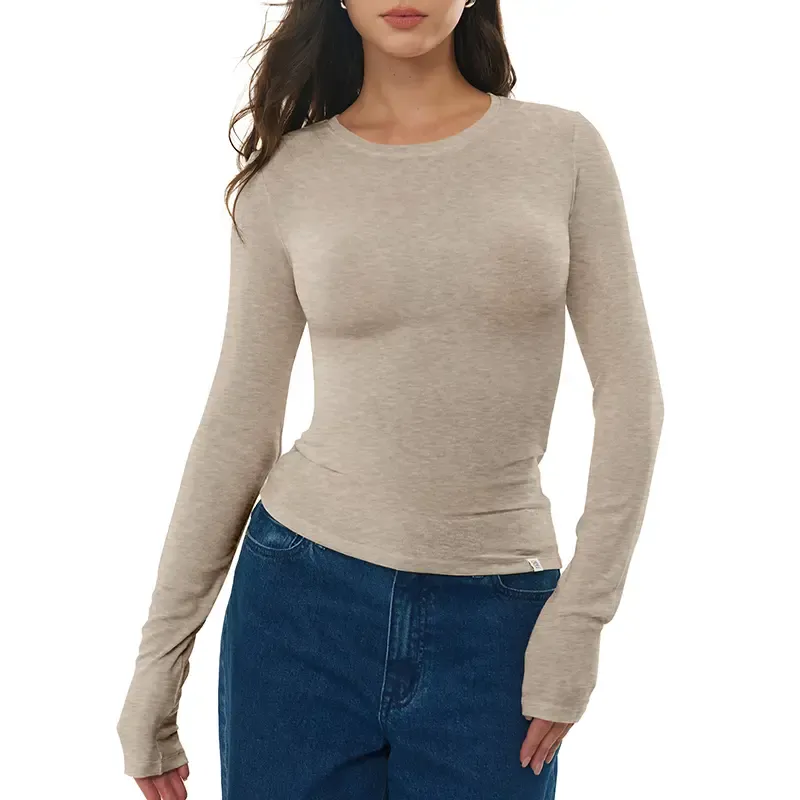 Women's Merino Wool Blend Long-Sleeved Crew Neck Top
