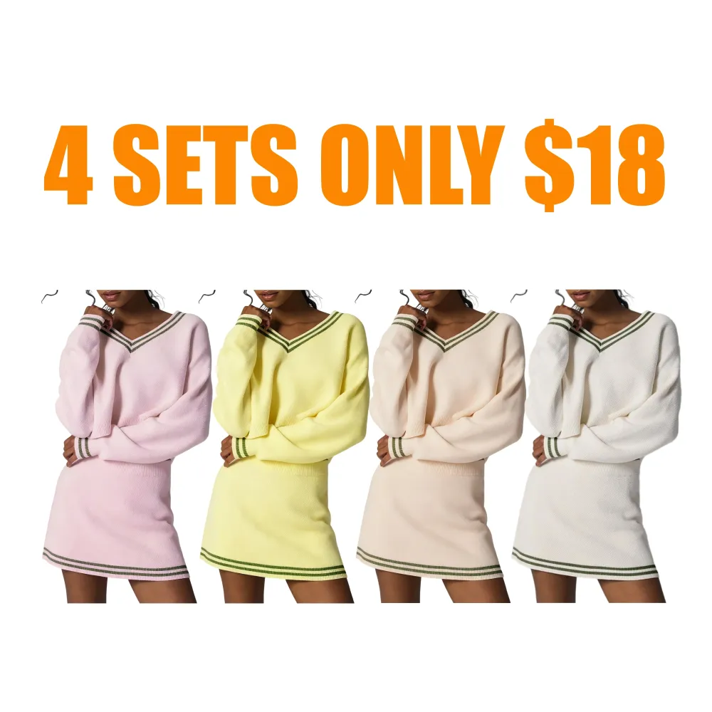 Women’s 2 Piece Knit Sweater & Mini Skirt Set