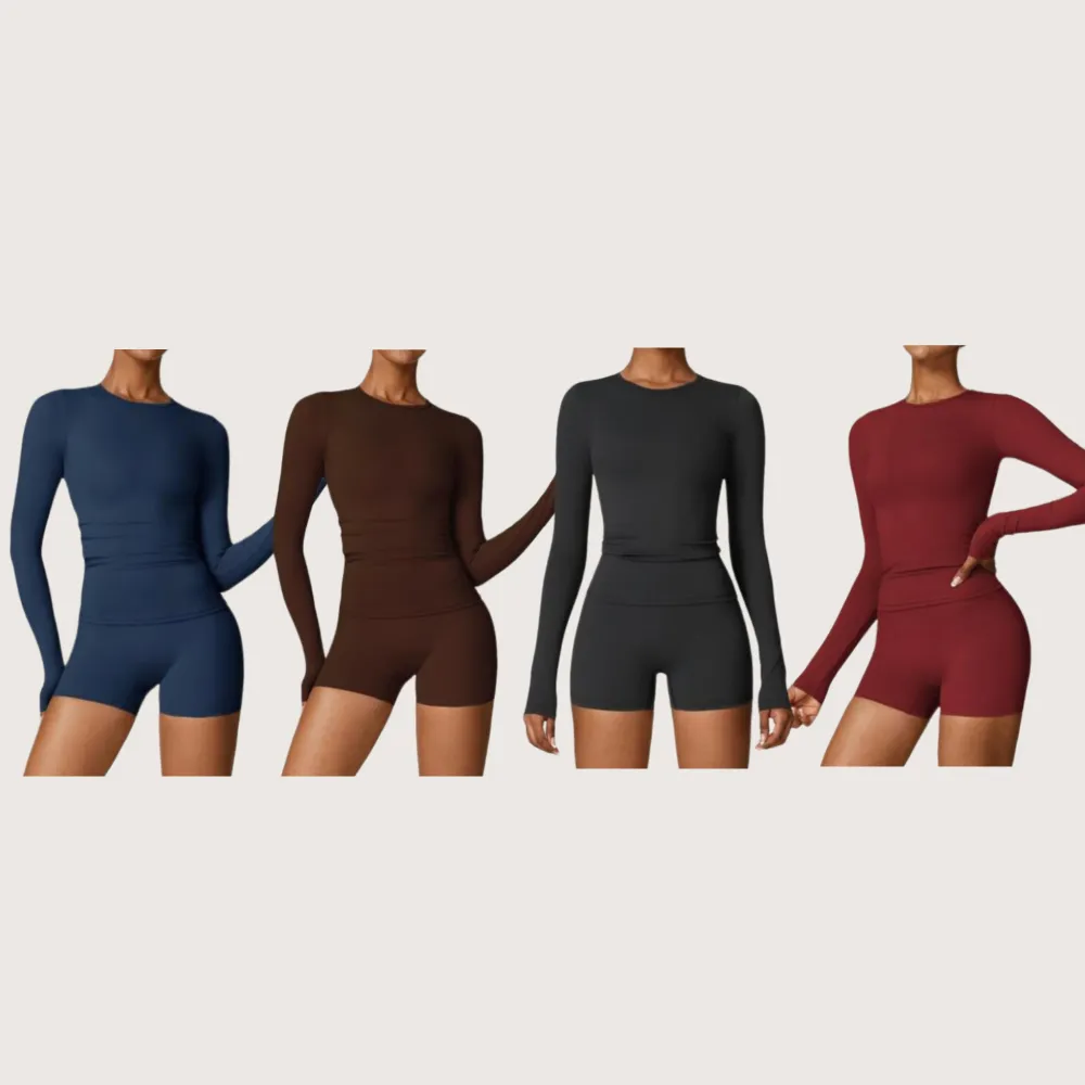 Women's Solid Round Neck Sports Tee & High Waist Shorts Tracksuit Set