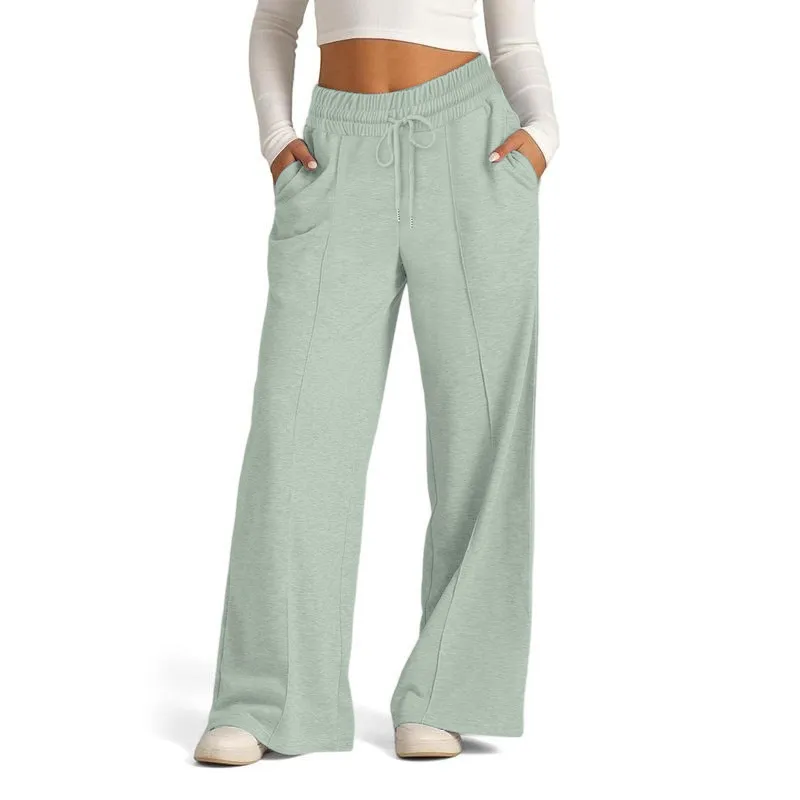 Women's Simple Design Straight Leg Drawstring Baggy Lounge Pants