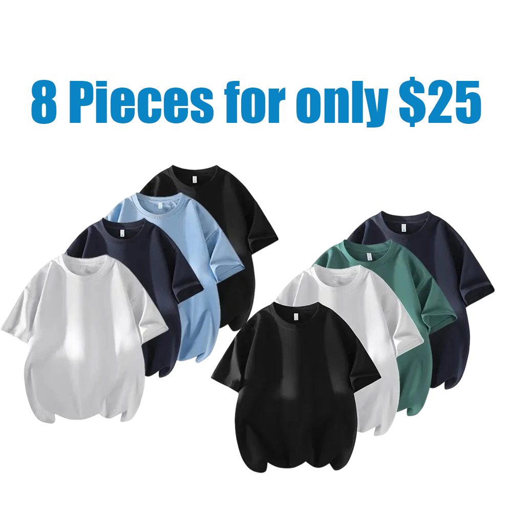 Men's 3PCS 100% cotton Crew Neck T-Shirts Set - Soft Loose Fit Navy Gray Black Tees for Casual Daily Wear