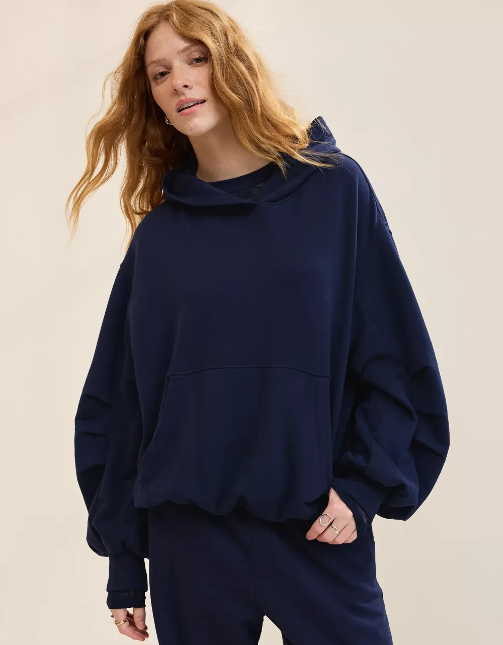 Comfy Drape Fleece Sweatshirt Set