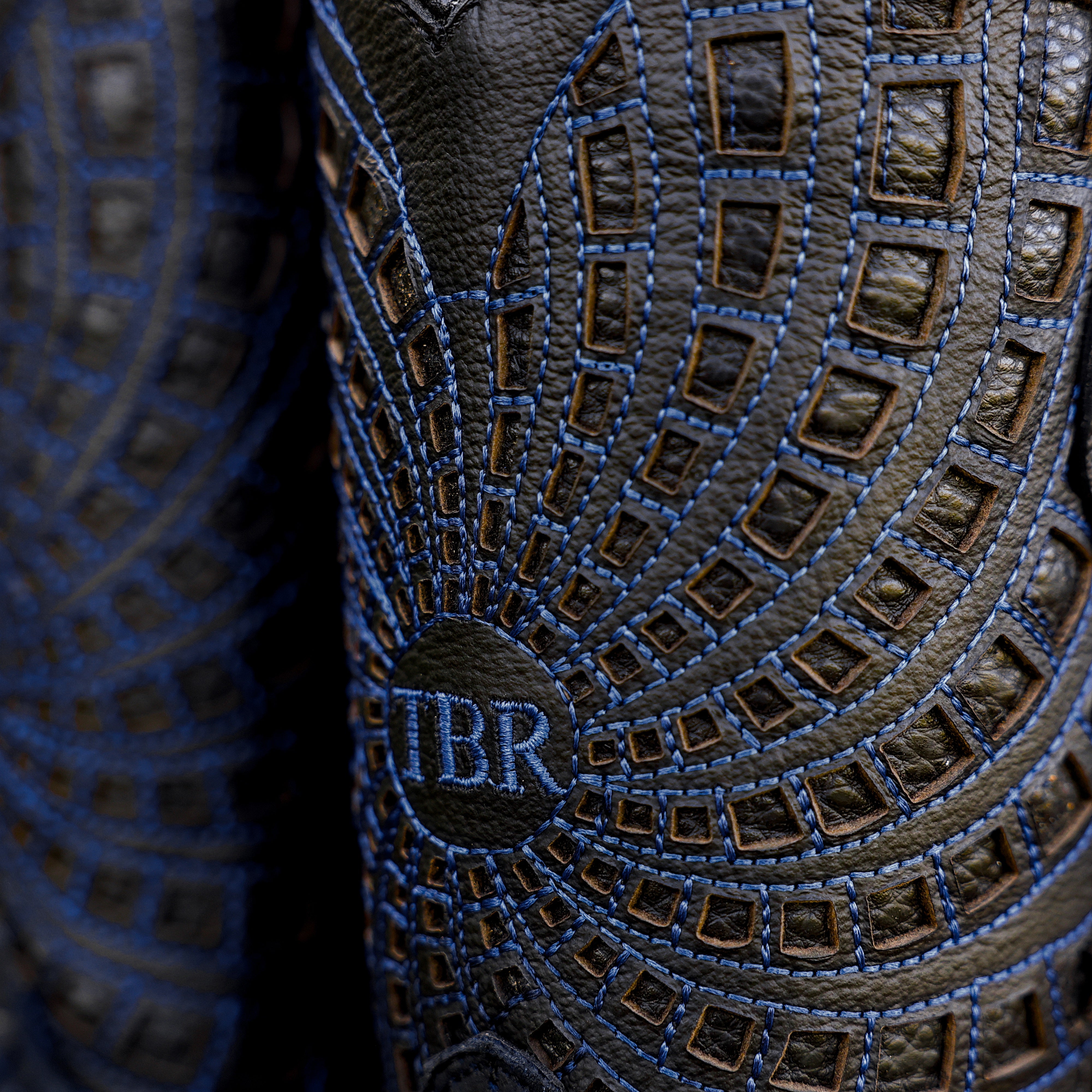 Matte Rustic Electric Blue Pirarucu Leather Boots - Square Toe