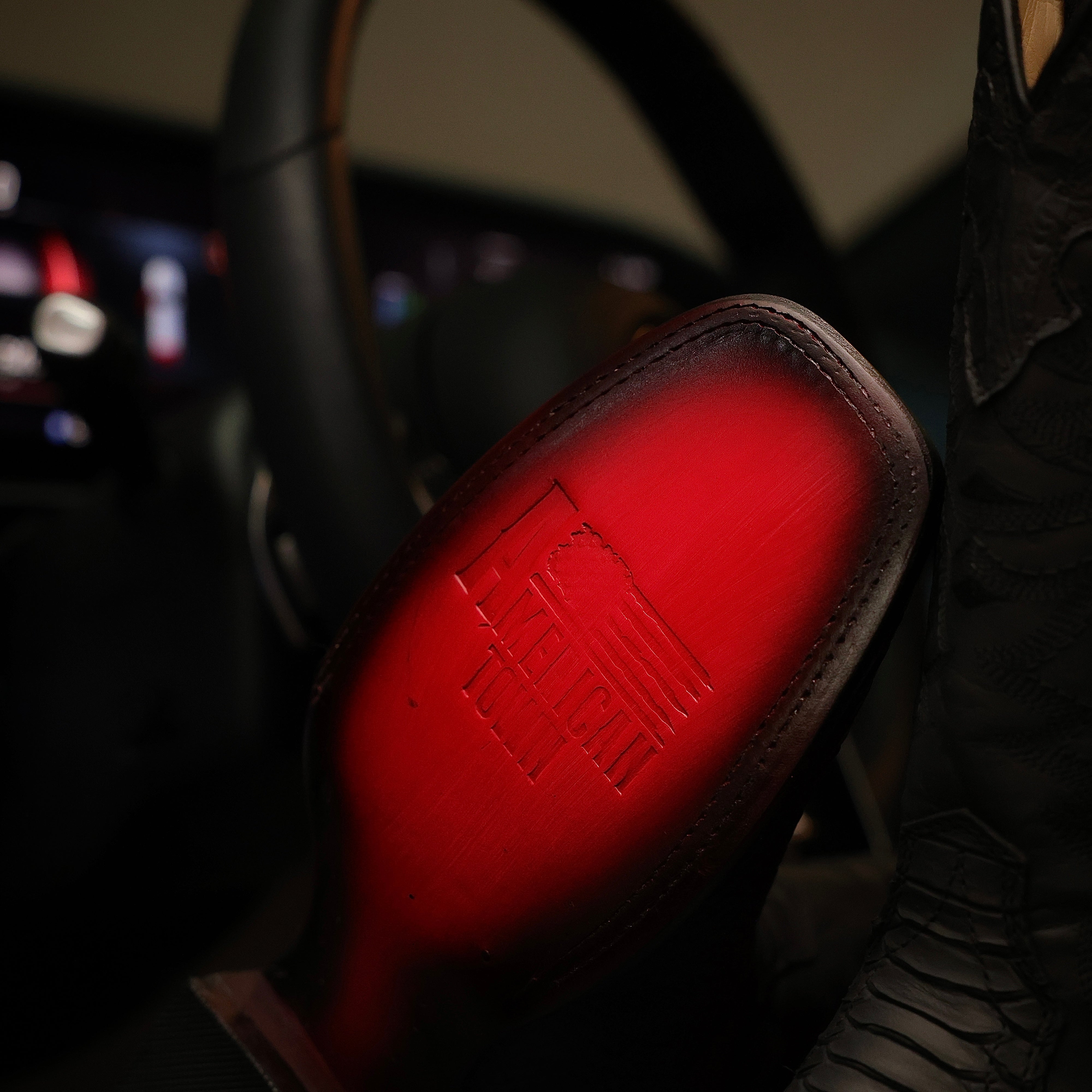 Matte Black Python Leather Boots - Square Toe