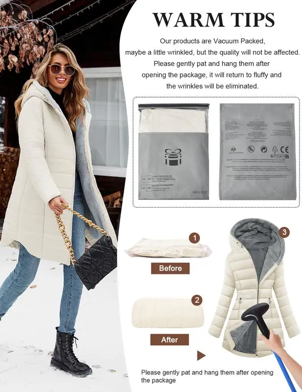 Women's winter windproof and warm slim-fit down jacket