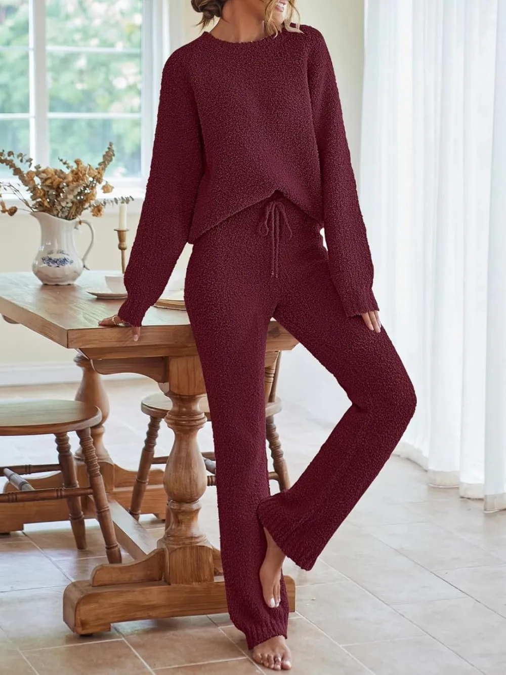 Womens Pajama Sets 2025 Fall Lounge Sweater Set