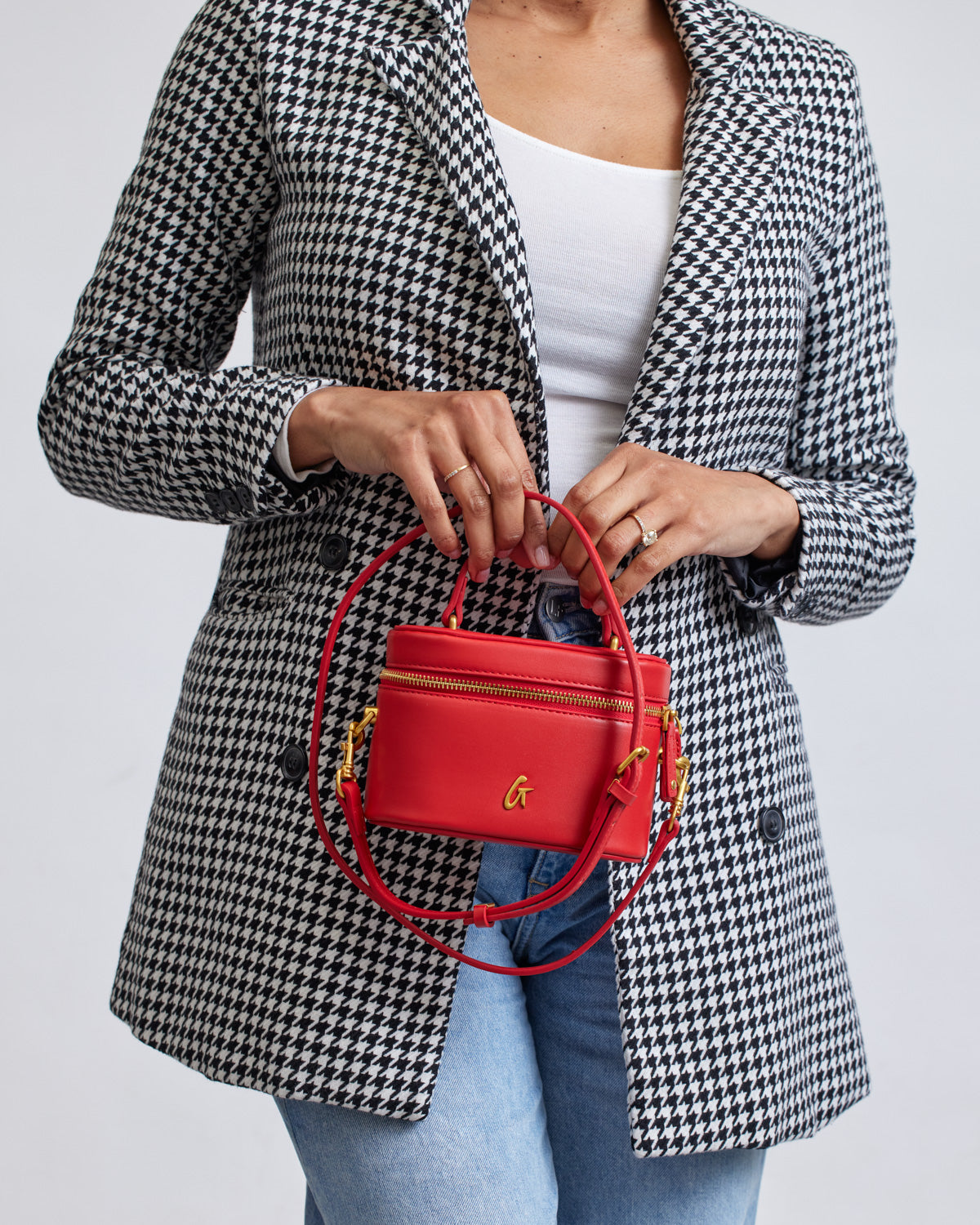 MINI SMOOTH GOLD VANITY BAG - RED