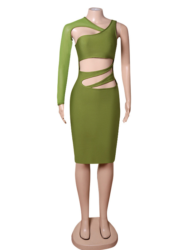 Casual Wrap Irregular Clipping Backless Solid Dress