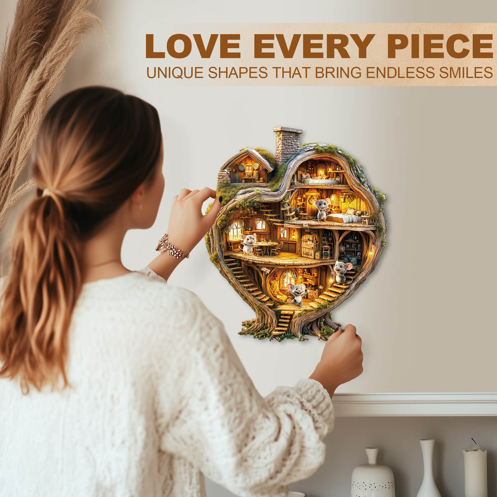 Heart Tree House Wooden Jigsaw Puzzle