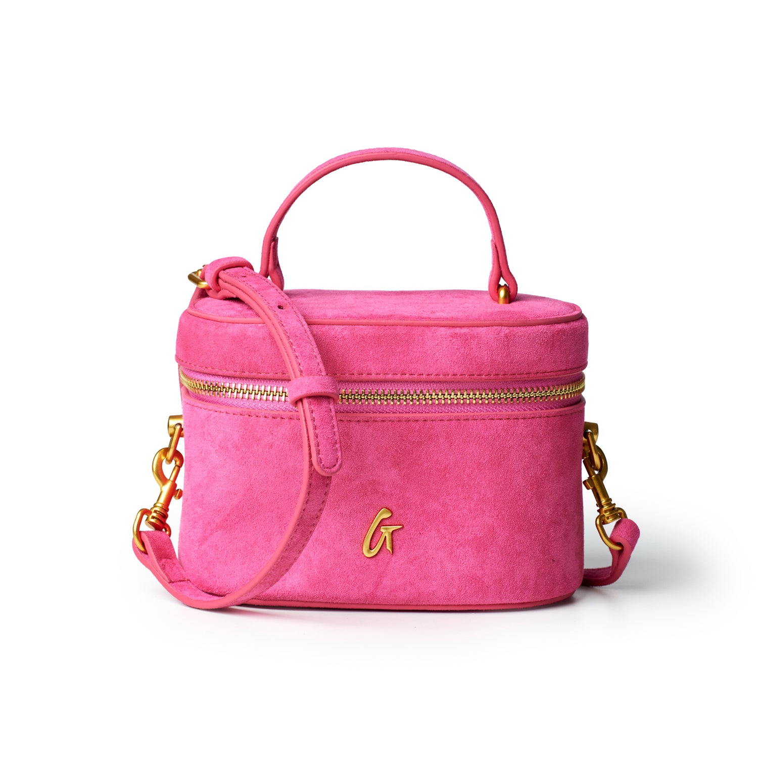 MINI SUEDE VANITY BAG - HOT PINK