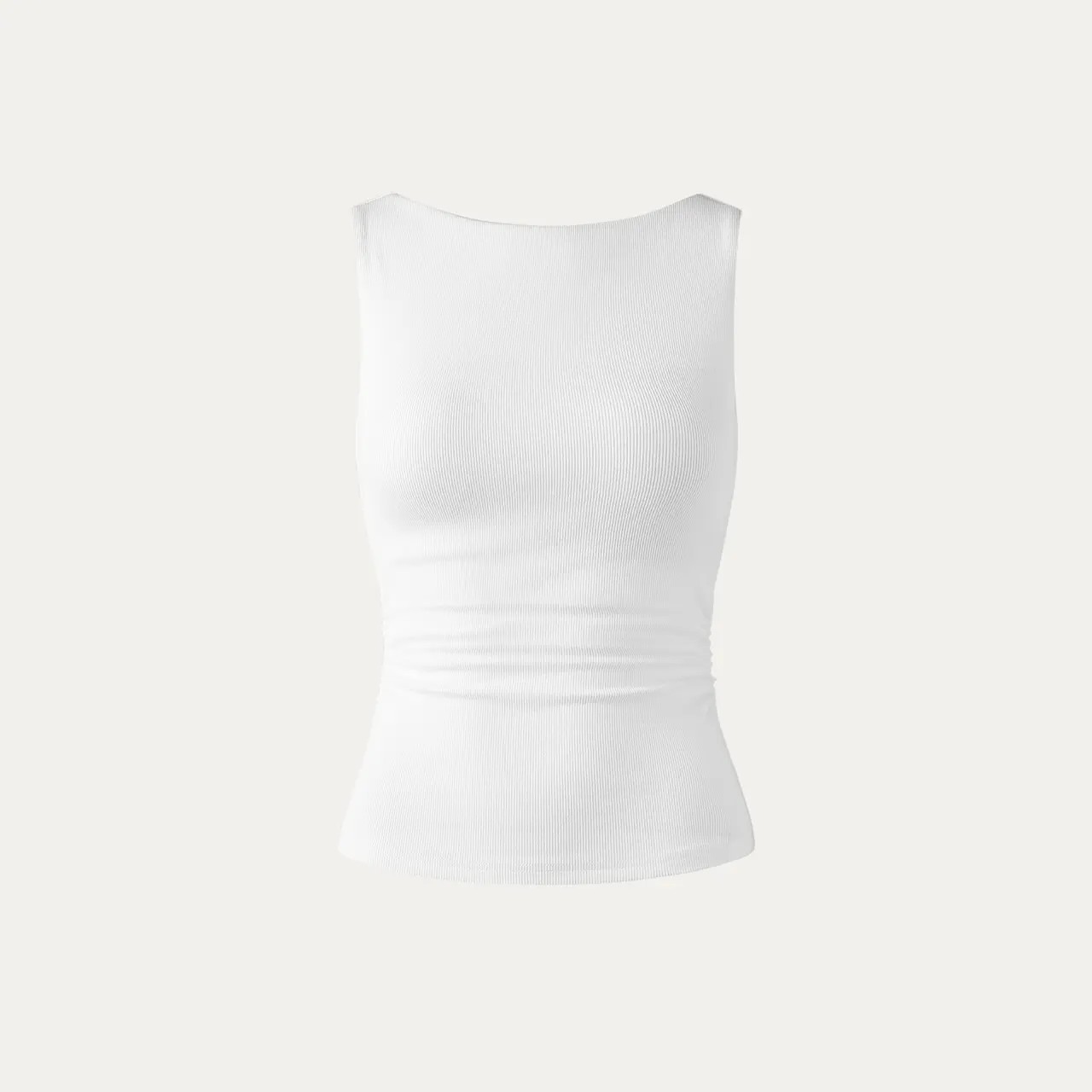 Women's Boatneck Open-Back Brami Tank Top – Built-In Bra, Spaghetti Strap