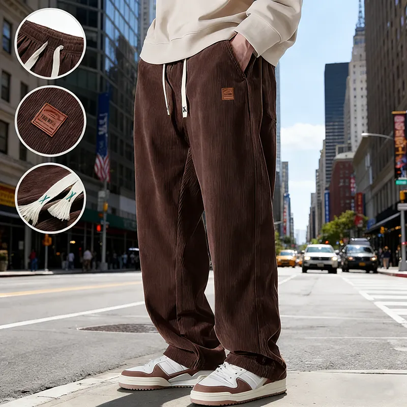 Men's Corduroy Straight-Leg Sweatpants