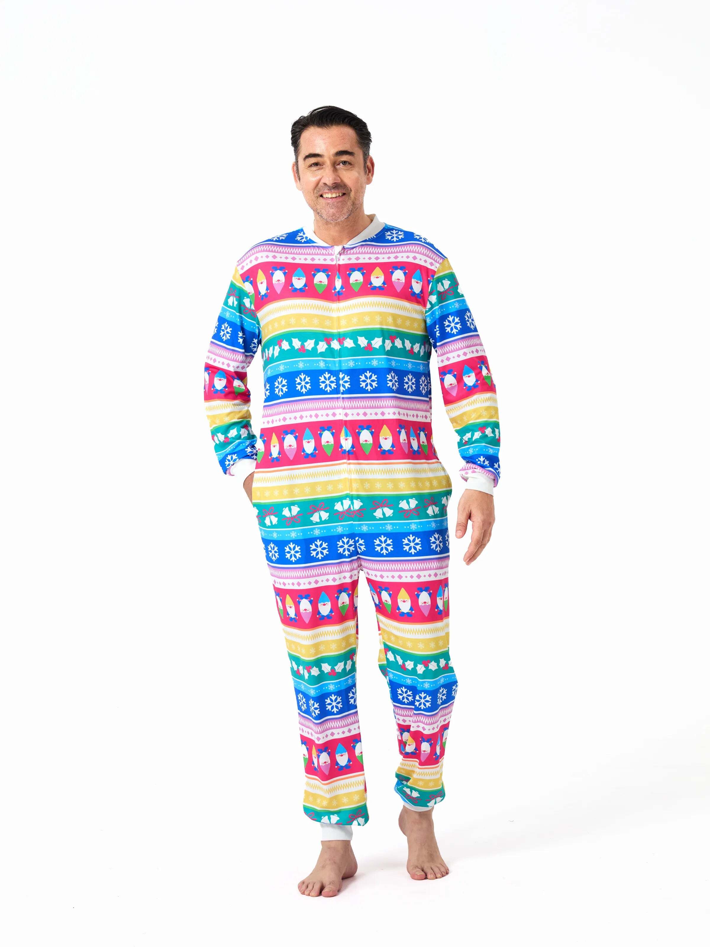 Christmas Matching Family Pajamas Set Christmas Gnome Striped PJS with Christmas Socks Multi-color