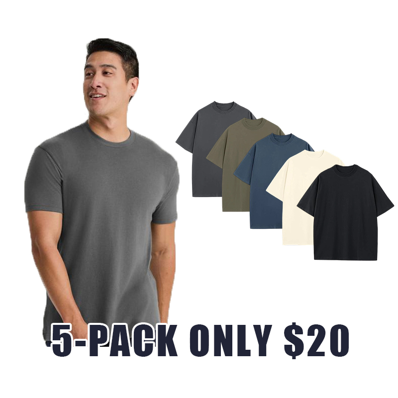 👔 5 Color Men’s Classic Crew Neck Short Sleeve T-Shirt — Everyday Comfort