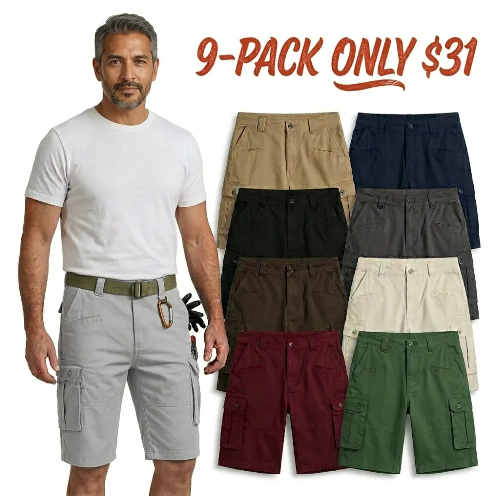 🥰LAST DAY 60% SALE 💥 Men Cargo Tactical Shorts & EDC Hiking Work Military Army Pants with 9 Pockets