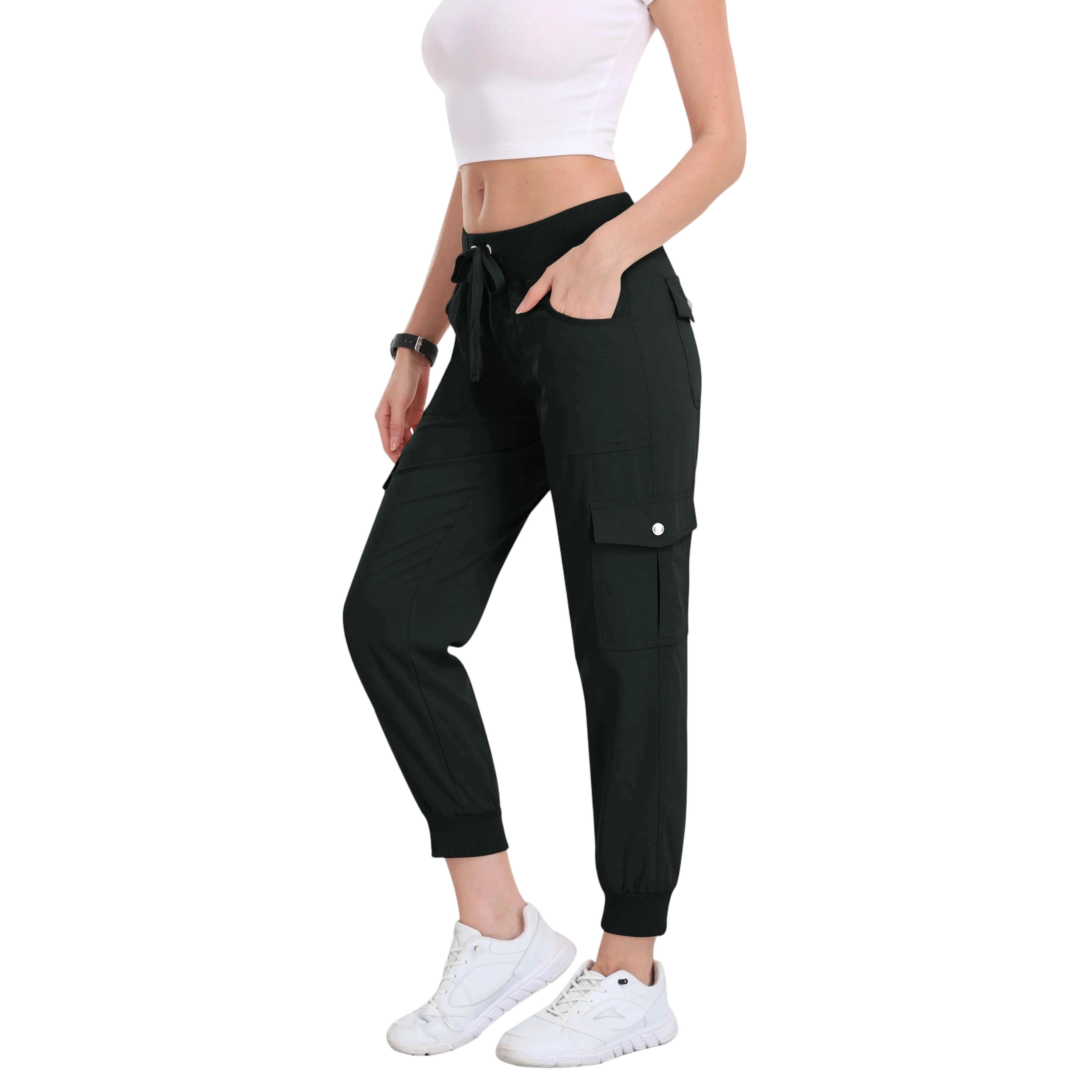 Women's Lightweight Hiking Cargo Pants Outdoor Quick Dry Casual Travel Sweatpants Joggers Elastic Waist Button Pockets Comfy Moms over 30 Basic four season