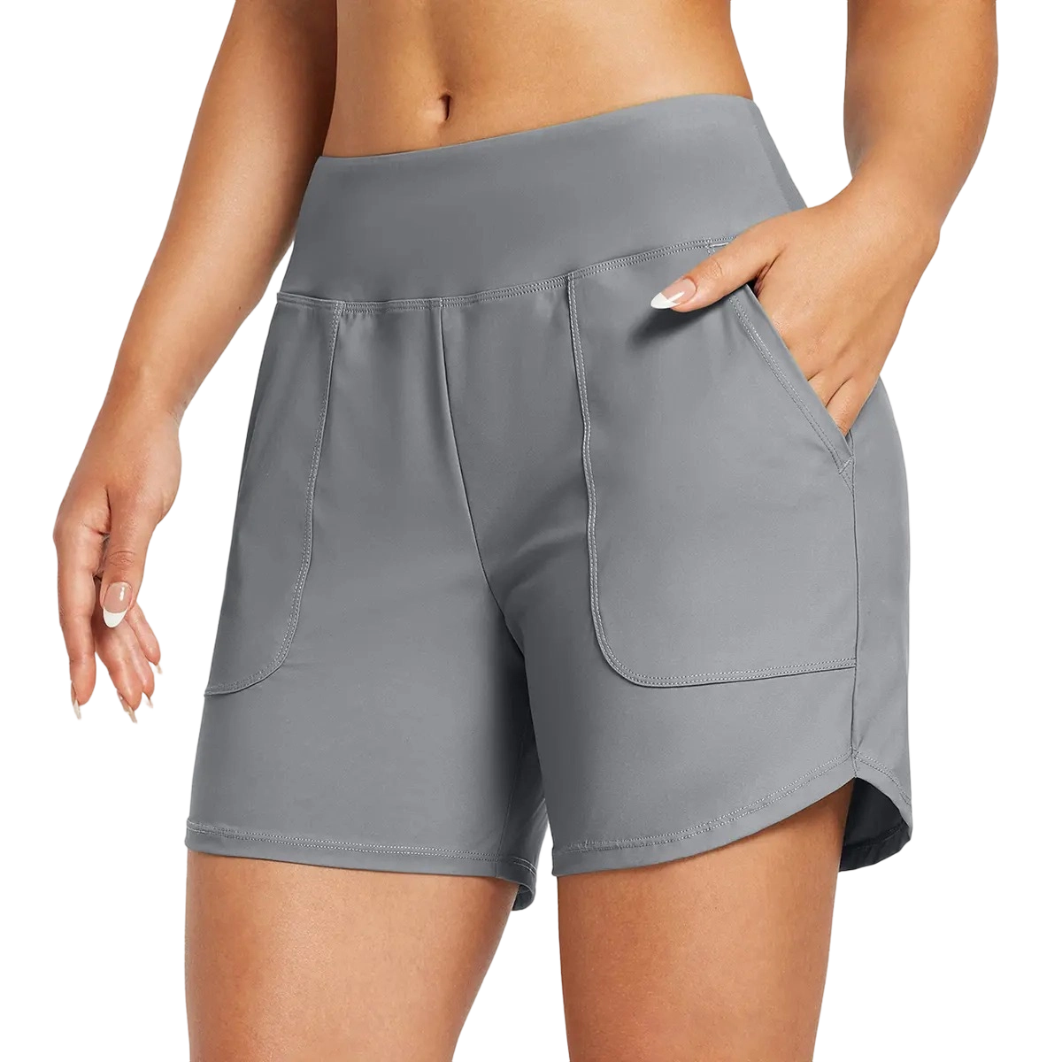 ✨ Women’s High-Waisted Quick-Dry Board Shorts with Pockets