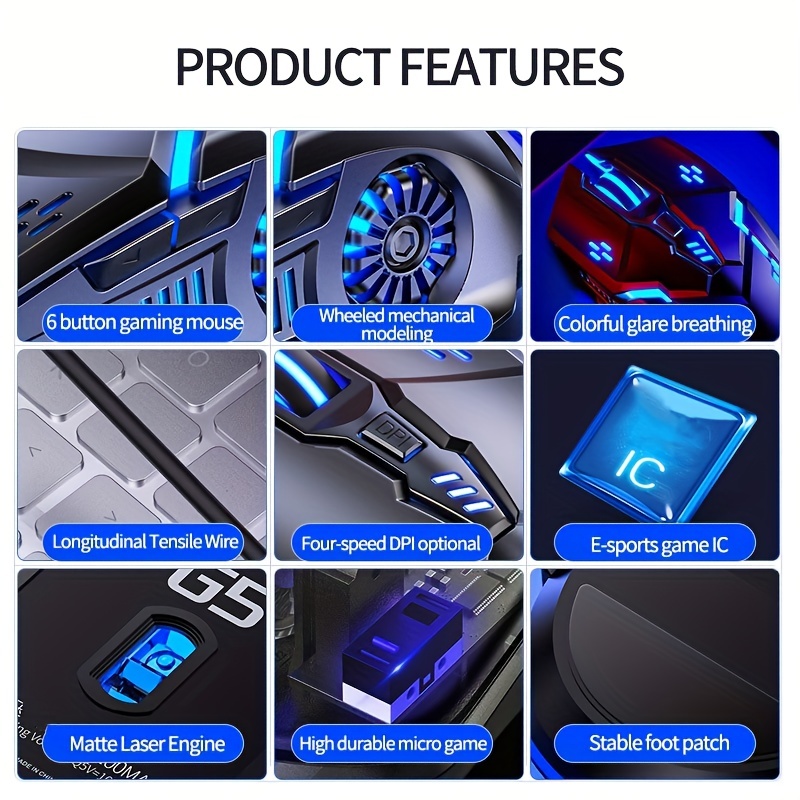 RGB Wired Gaming Mouse With Silent Clicks