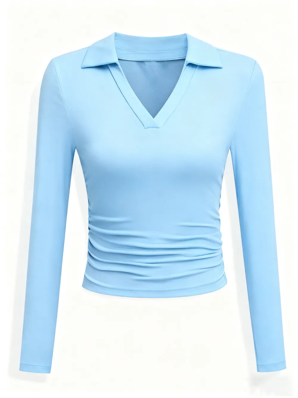 Knit Solid Color Long Sleeve V Neck Slim