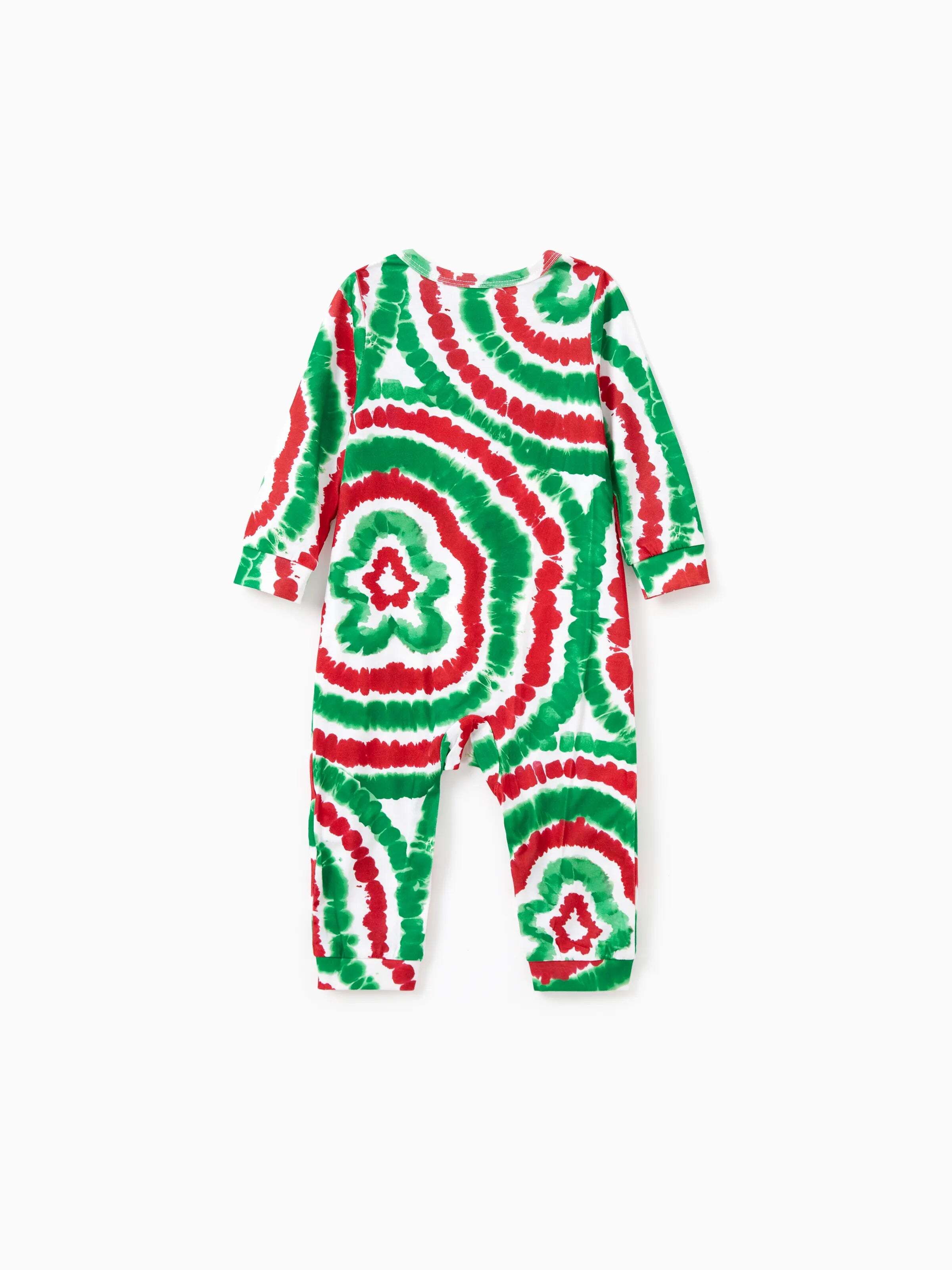 Christmas Family Red&Green Tie-Dye Gingerbread Man Pajamas Sets with Christmas Socks MultiColour