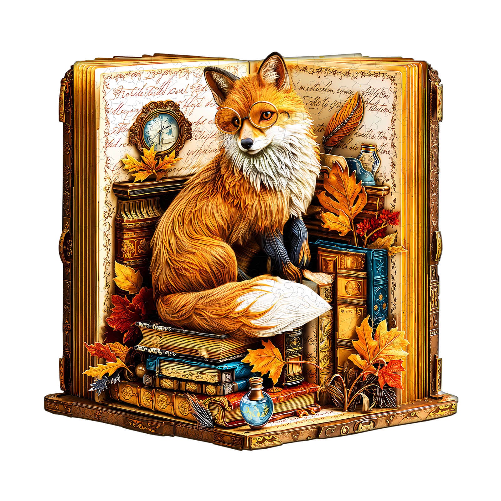 Book Fox Wooden Jigsaw Puzzle