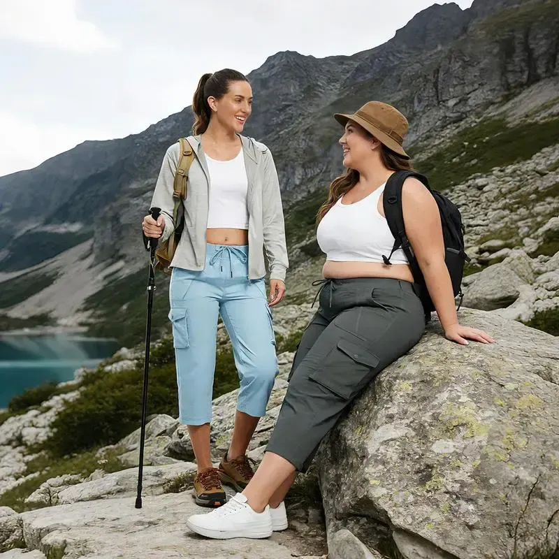 🔥8-Pack Women's Lightweight Cargo Capris – Multi-Pocket Casual Capris (All Colors)