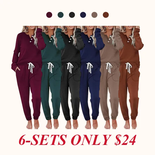 Two Piece Outfits for Women Lounge Sets Button Down Sweatshirt