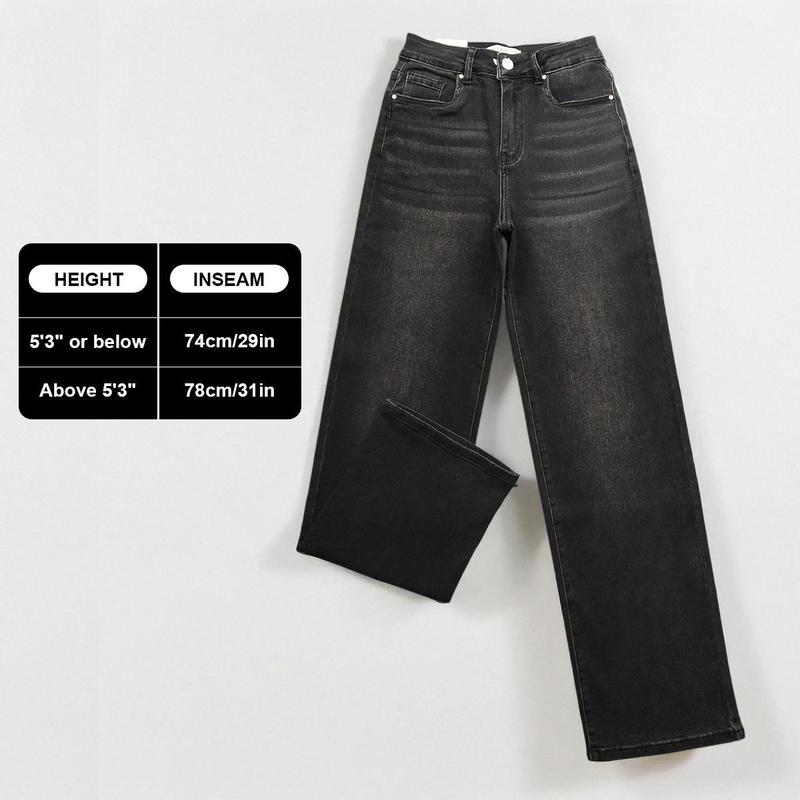Casual Mid-Rise Denim Multi-Pocket Wide Leg Jeans
