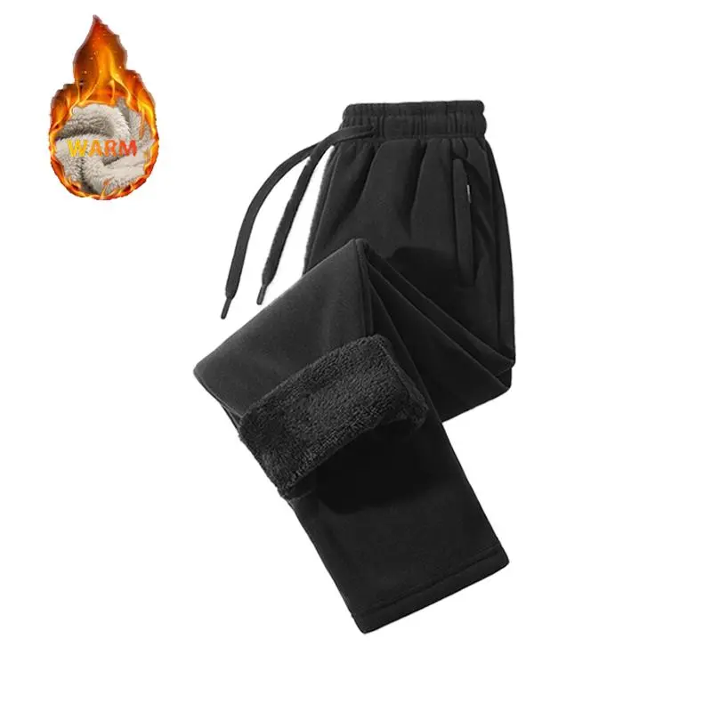 Unisex fleece-lined sweatpants with brushed interior, flat front design, zippered pockets, and a relaxed fit