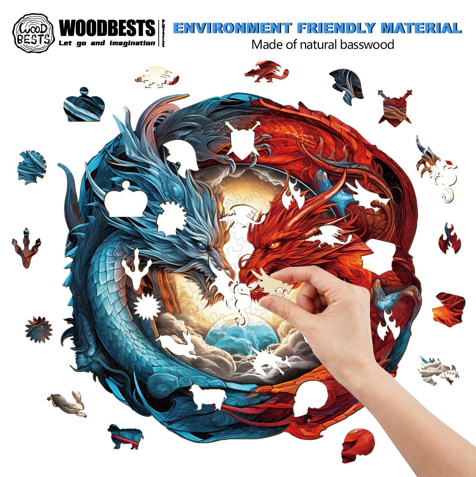 Yin-Yang Dragon Wooden Jigsaw Puzzle