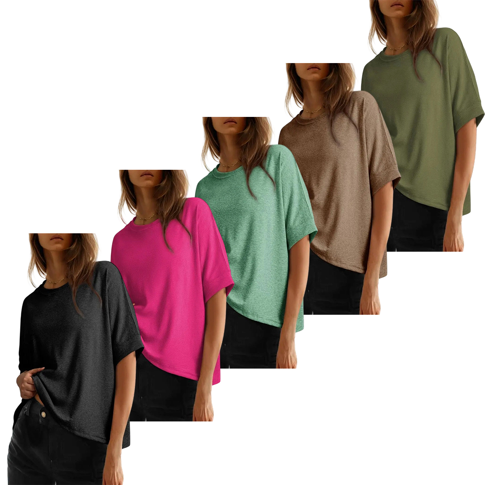 Women's Tops for Women 2026 Loose Oversized Basic Tee Comfortable Soft Fabric Flattering Fit - Womenswear