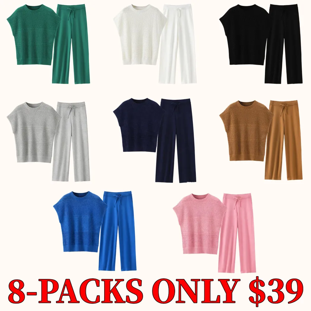 Women's cotton knitted and crocheted sweater set