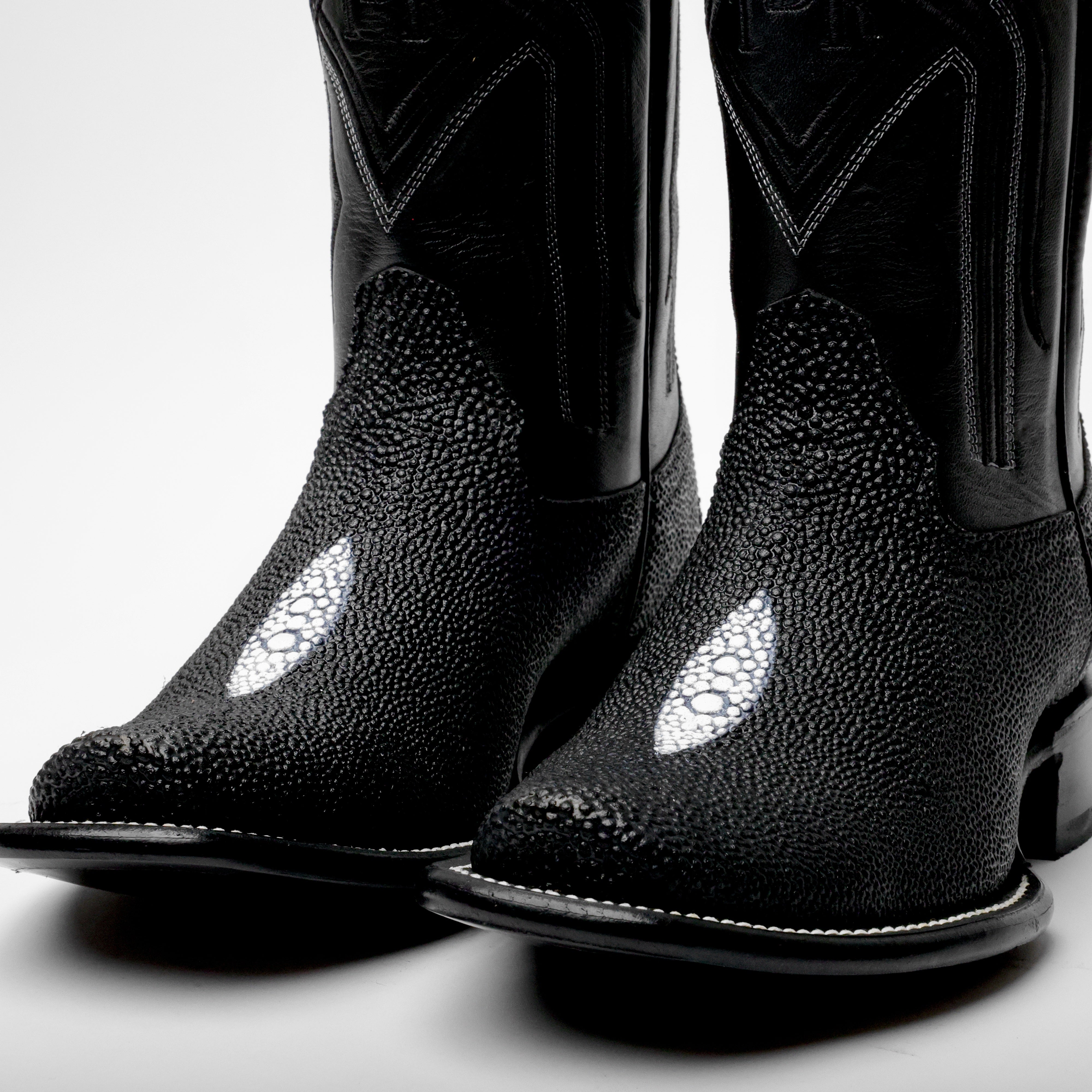 Black Stingray Leather Boots - Cutter Toe