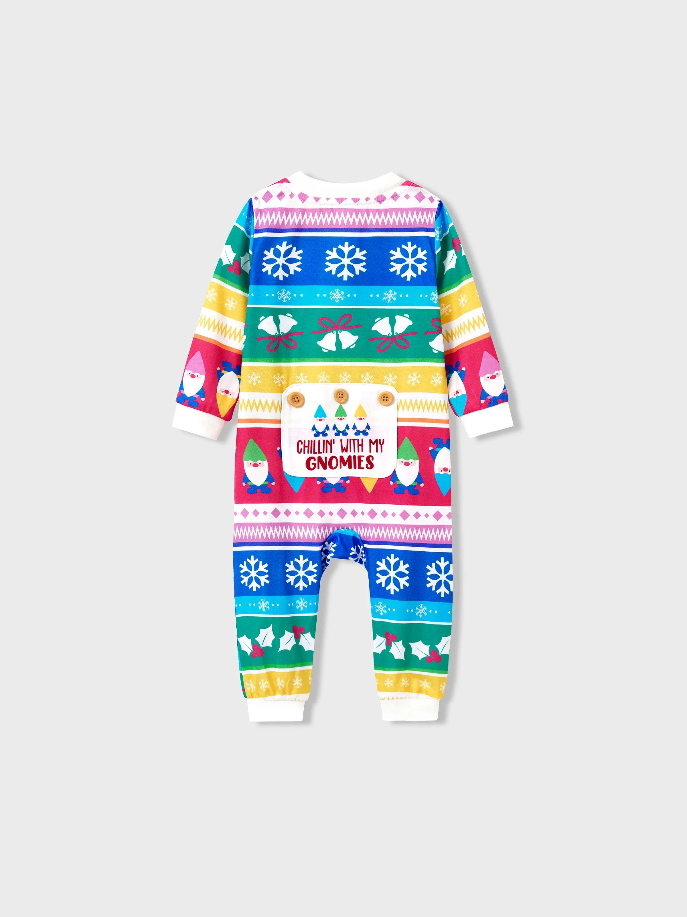 Christmas Matching Family Pajamas Set Christmas Gnome Striped PJS with Christmas Socks Multi-color