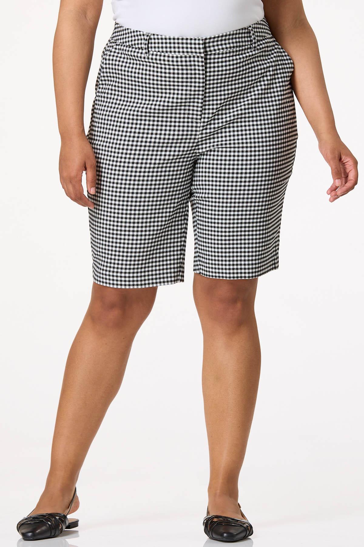 Plus Size Gingham Bengaline Shorts