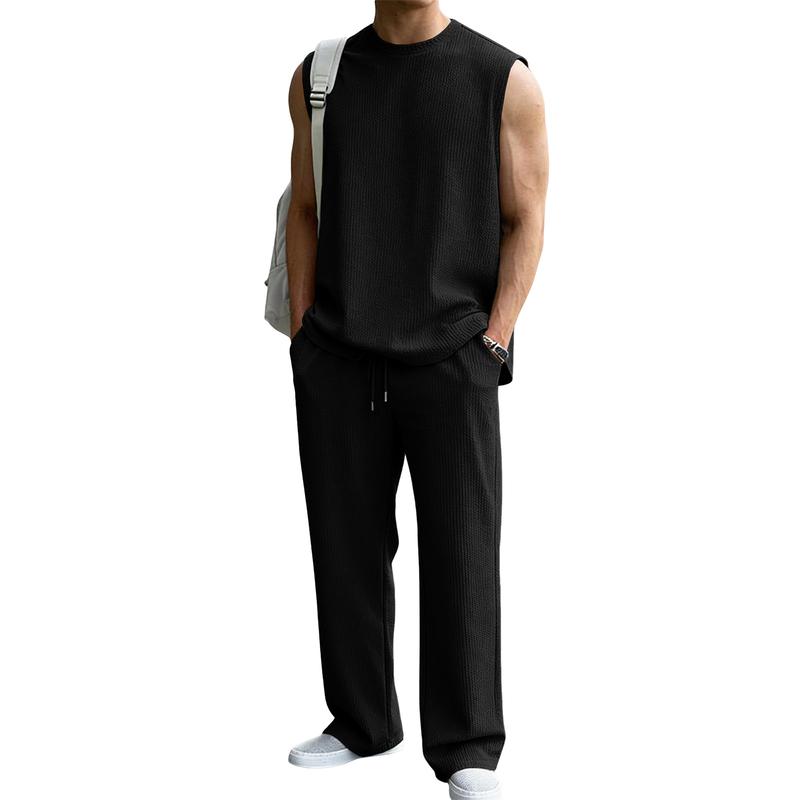 🧥 Men’s 2 Piece Rib Knit Sweatsuit — Casual Everyday Wear