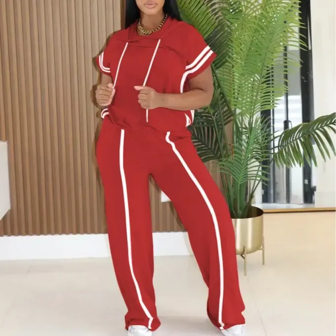 Women's Spring Summer Hooded Top & Lounge Pants Set 531GSM Oversized Loungewear