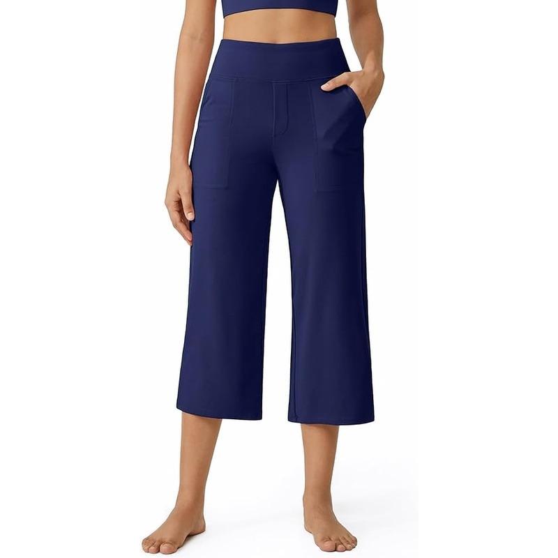 Mother's Day Sale💕Capri Pants for Women Wide Leg Yoga Dress Cropped Pants