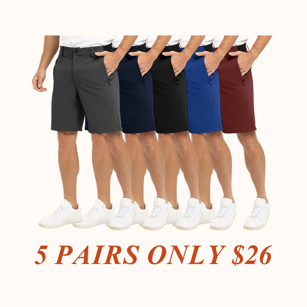 Men's Fashion 9'' Golf Work Shorts Stretch Waistband Quick-Dry Fit Hiking Casual Business Dress Athletic