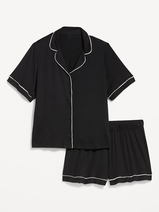 Sunday Sleep Knit Jersey Short Set Black Jack
