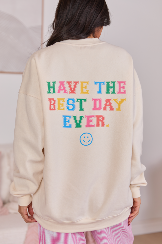 Happiness Social Club Cream Graphic Sweatshirt